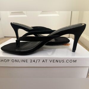 Sexy black thong kitten heels